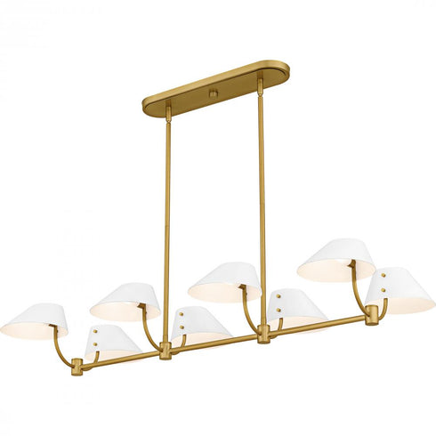 Quoizel Penley 6 Light in Brushed Gold Linear Chandelier Model: PNY842BRG
