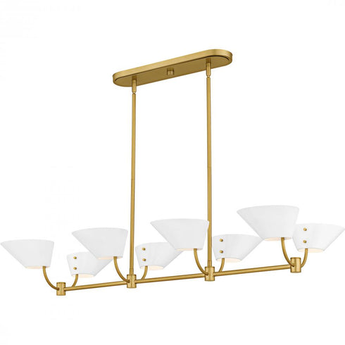 Quoizel Penley 6 Light in Brushed Gold Linear Chandelier Model: PNY842BRG