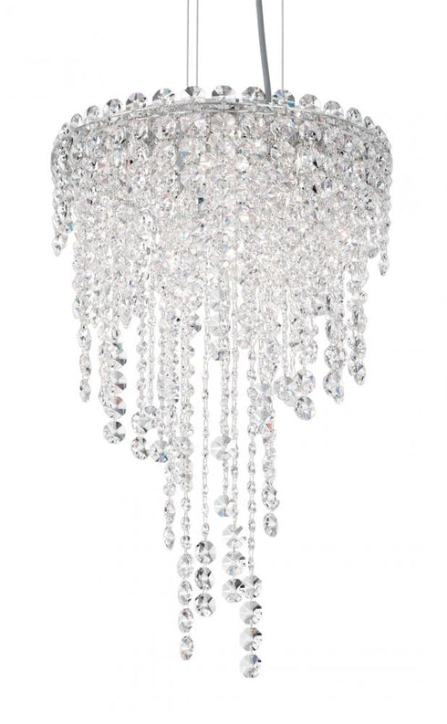 Schonbek Chantant 4 Light 120V Pendant in Polished Stainless Steel with Optic Crystal Model: CH1211N-401O