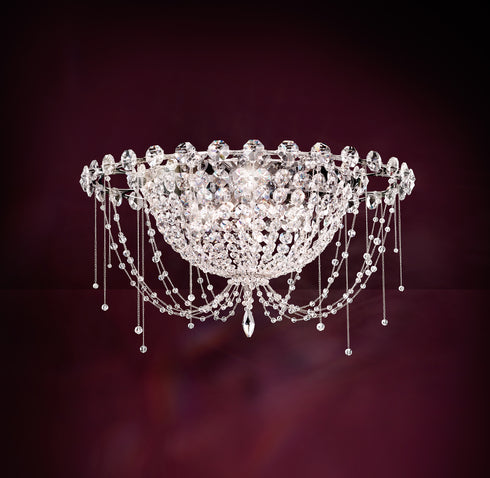 Schonbek Chrysalita 5 Light 120V Flush Mount in Polished Stainless Steel with Radiance Crystal Model: CM8426N-401R
