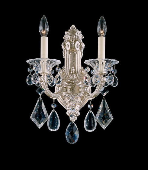 Schonbek La Scala 2 Light 120V Wall Sconce in Heirloom Gold with Radiance Crystal Model: 5070-22R