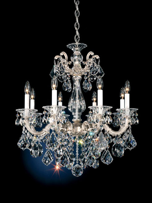 Schonbek La Scala 8 Light 120V Chandelier in Black with Clear Heritage Handcut Crystal Model: 5073-51