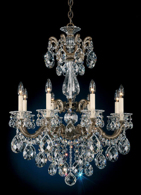 Schonbek La Scala 8 Light 120V Chandelier in Heirloom Gold with Radiance Crystal Model: 5007-22R