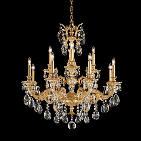 Schonbek Milano 12 Light 120V Chandelier in Heirloom Gold with Radiance Crystal Model: 5682-22R