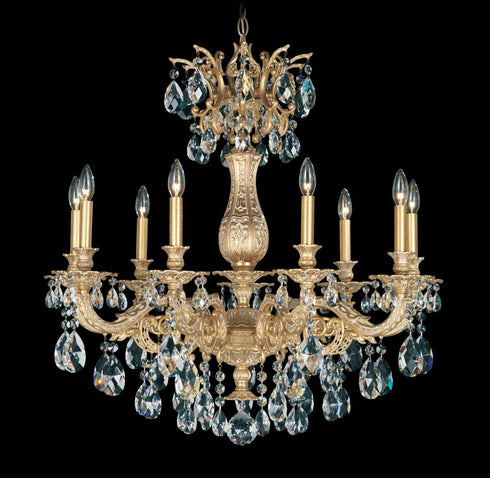Schonbek Milano 9 Light 120V Chandelier in Heirloom Gold with Radiance Crystal Model: 5679-22R