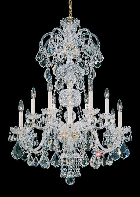 Schonbek Olde World 12 Light 120V Chandelier in Polished Silver with Radiance Crystal Model: 6813-40R