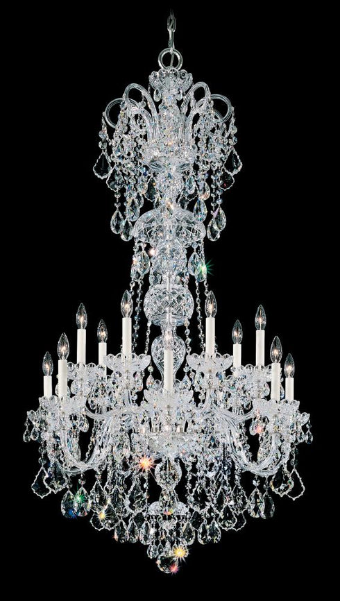 Schonbek Olde World 14 Light 120V Chandelier in Polished Silver with Radiance Crystal Model: 6817-40R