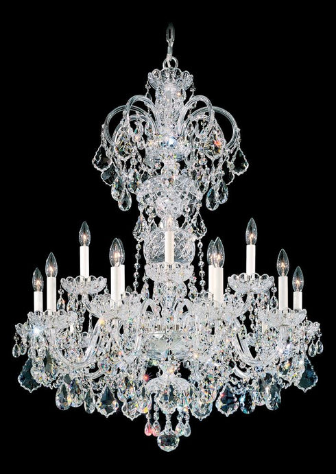 Schonbek Olde World 15 Light 120V Chandelier in Polished Silver with Radiance Crystal Model: 6814-40R