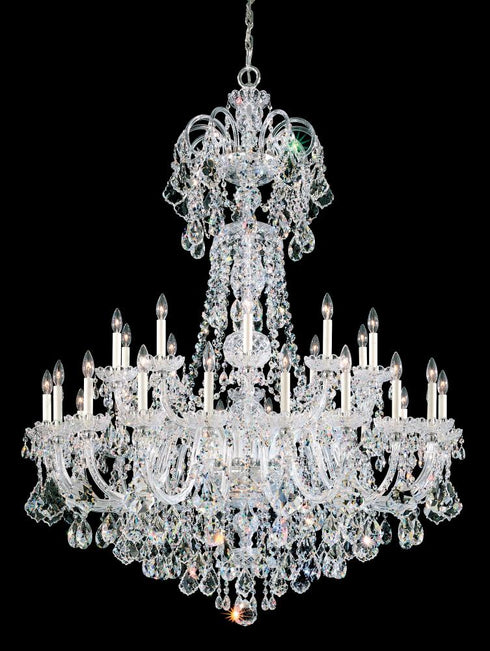 Schonbek Olde World 35 Light 120V Chandelier in Polished Silver with Radiance Crystal Model: 6816-40R