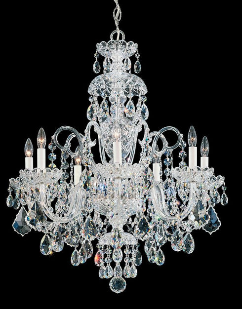 Schonbek Olde World 7 Light 120V Chandelier in Polished Silver with Radiance Crystal Model: 6811-40R