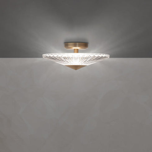 Schonbek Origami 16IN LED 3000 3500 4000K 120 277V Semi Flush Mount in Polished Chrome with Heritage Han Model: S7216-702H