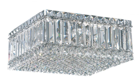 Schonbek Quantum 4 Light 120V Flush Mount in Polished Stainless Steel with Optic Crystal Model: 2124O