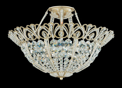 Schonbek Rivendell 9 Light 120V Semi Flush Mount in Heirloom Gold with Radiance Crystal Model: 9843-22R