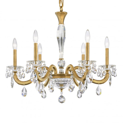 Schonbek San Marco 6 Light 120V Chandelier in Heirloom Gold with Radiance Crystal Model: S8606N-22R