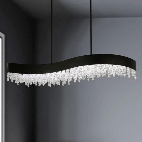 Schonbek Soleil 47IN LED 3000 3500 4000K 120V 277V Pendant in Black with Optic Crystal Model: S3548-18O