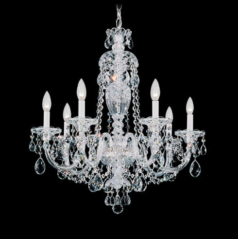 Schonbek Sterling 7 Light 120V Chandelier in Polished Silver with Heritage Handcut Crystal Model: 2995-40R