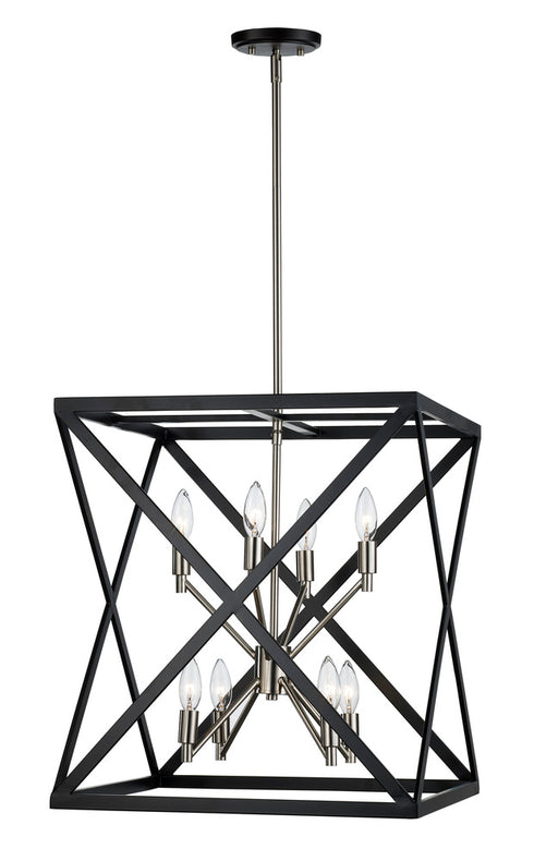 Trans Globe Ackerman 19.5 Inch Square Cage Pendant in Blac Brushed Nickel Finish Model: 71058 BK/BN