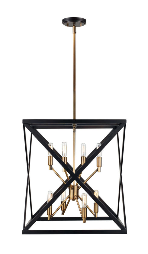 Trans Globe Ackerman 19.5 Inch Square Cage Pendant in Blac Brushed Nickel Finish Model: 71058 BK/BN