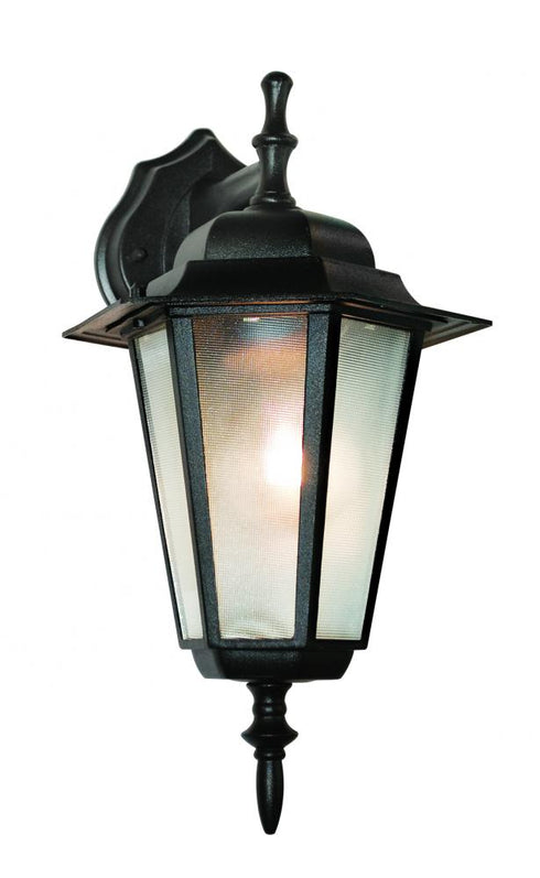 Trans Globe Alexander 1 Light WALL OUTD DOWN FROSTED GLA in Black Finish Model: 4056 BK