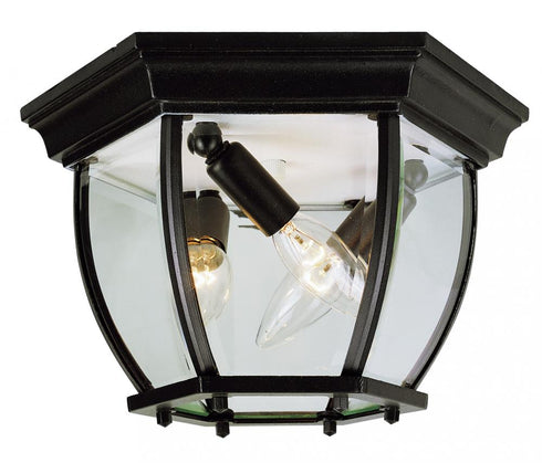 Trans Globe Angelus 3 Light Beveled Glass Outdoor Flush Model: 4906 WH