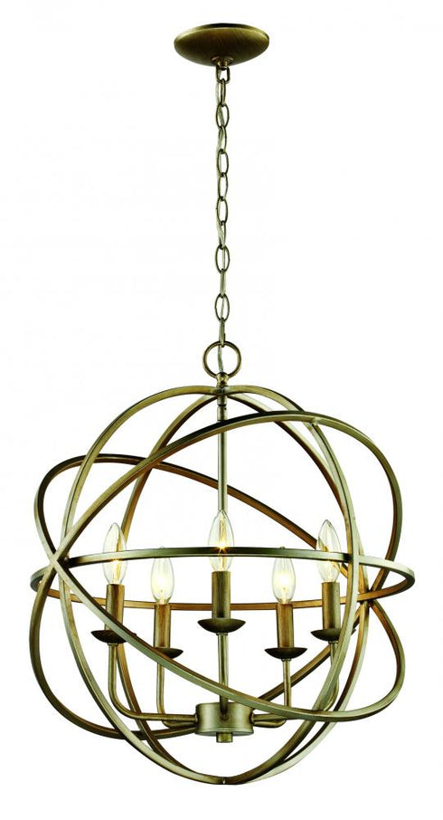 Trans Globe Apollo 5 Light 5 Light CHANDELIER MULTI RING ORB in Antique Silver Leaf Finish Model: 70655 ASL