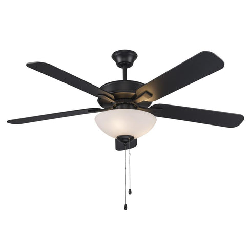 Trans Globe Arden 52 Inch FAN 2LT 5 BLADE WH FROST 4 Inch DR in Black Finish Model: F-1034 BK