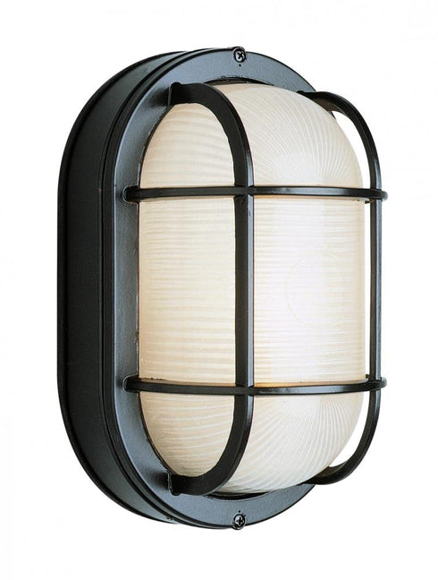 Trans Globe Aria 1 Light Caged Ribbed Glass Bulkhead Model: 41005 WH
