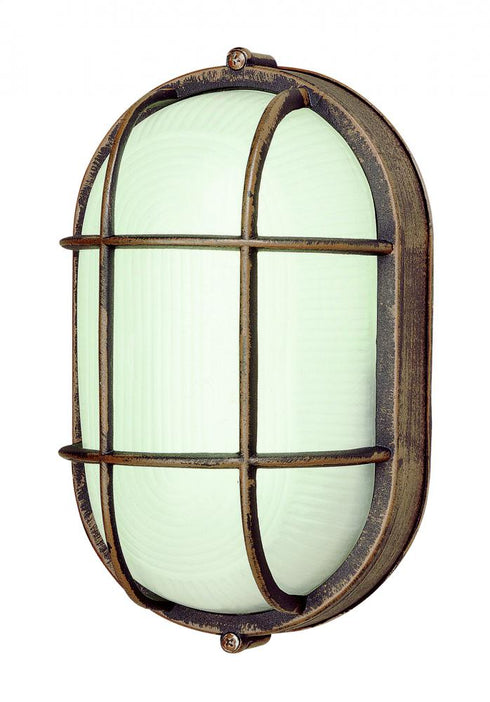 Trans Globe Aria 1 Light Caged Ribbed Glass Bulkhead Model: 41005 WH