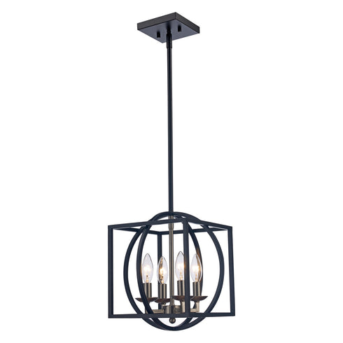 Trans Globe Arzio 4 Light Two Tone Cage Chandelier Model: 11184 AG-BK