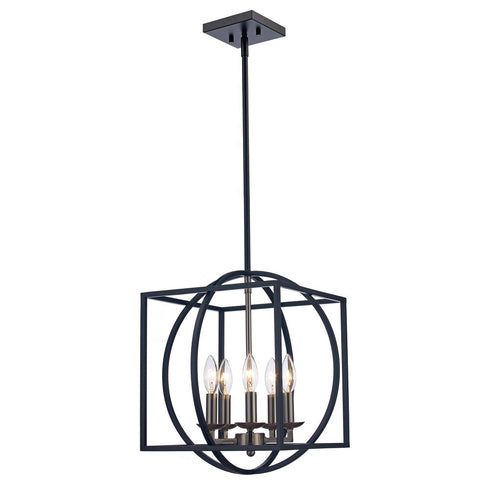 Trans Globe Arzio 5 Light Two Tone Cage Chandelier Model: 11185 AG-BK