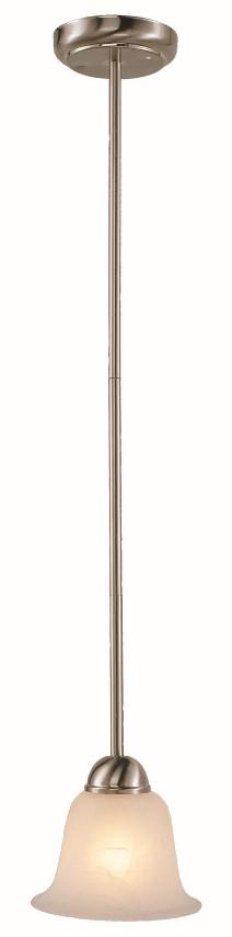 Trans Globe Aspen 1 Light MINI PENDANT MRBLZD GLS in Brushed Nickel Finish Model: 9282 BN