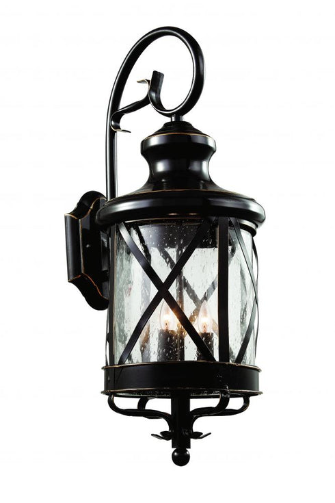 Trans Globe Chandler 4 Light Armed Coach style Outdoor Wall Lantern Light in Rubbed Oil Bronze Finish Model: 5122 ROB