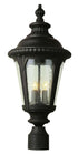 Trans Globe Commons 3 Light Metal and Seeded Glass Post Mount Lantern Head in Black Finish Model: 5047 BK