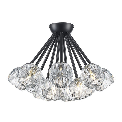 Trans Globe Crystal Court 12 Light Semi Flush Mount in Antique Gold Finish Model: 11738 AG