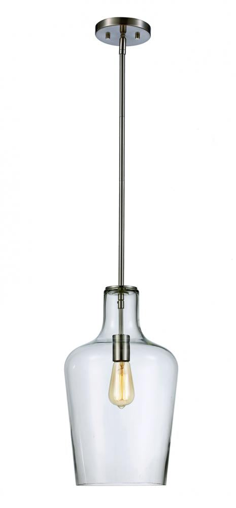 Trans Globe Dorsey 1 Light PENDANT RAVEN CL BN in Brushed Nickel Finish Model: PND-2152