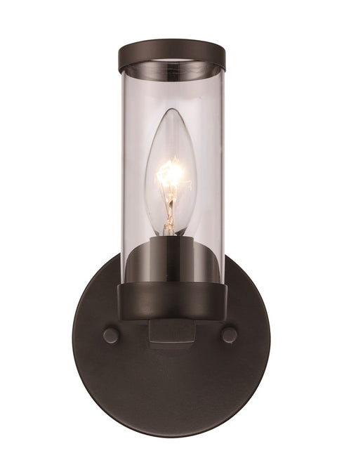 Trans Globe Fillmore Clear Glass Shaded 1 Light Wall Sconce in Black Finish Model: 71711 BK