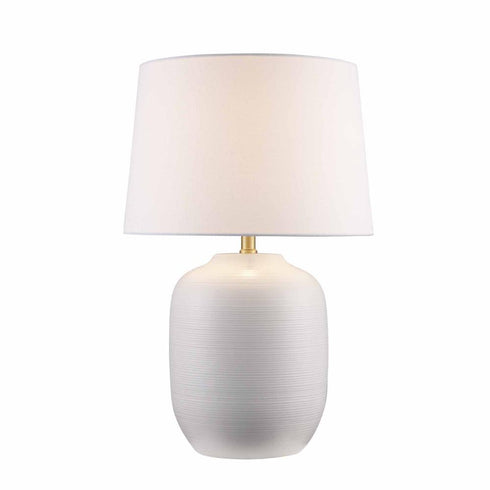 Trans Globe Fjord 1 Light TABLE LAMP OVAL ENGRAVED Light in White Finish Model: RTL-9156 WH