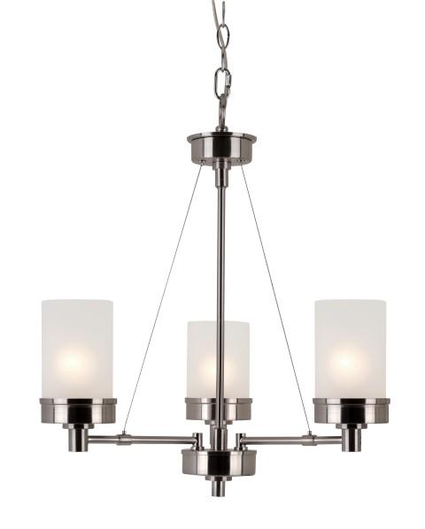 Trans Globe Fusion Collection 3 Light Shaded Single Tier Chandelier with Chain Brushed Nickel Finish Model: 70337 BN