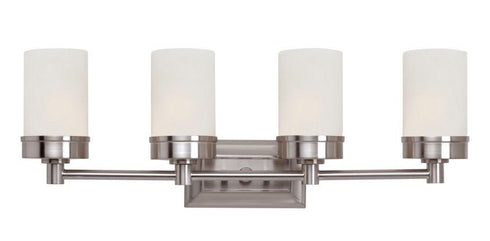 Trans Globe Fusion Collection 4 Light Shaded Bath Bar Vanity Wall Light in Brushed Nickel Finish Model: 70334 BN