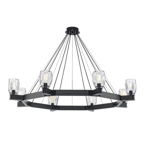 Trans Globe Harmony Hills 5 Light Dimmable Wagon Wheel Dining Chandelier in Black Finish Model: 11685 BK