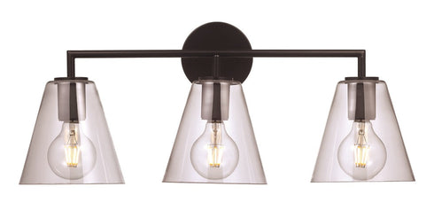 Trans Globe Kennedy 3 Light Cone Shaded Vanity Light Model: 22243 BK