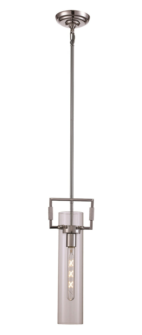Trans Globe Mie 1 Light PENDANT TUBE CL BK in Black Finish Model: PND-2155 BK
