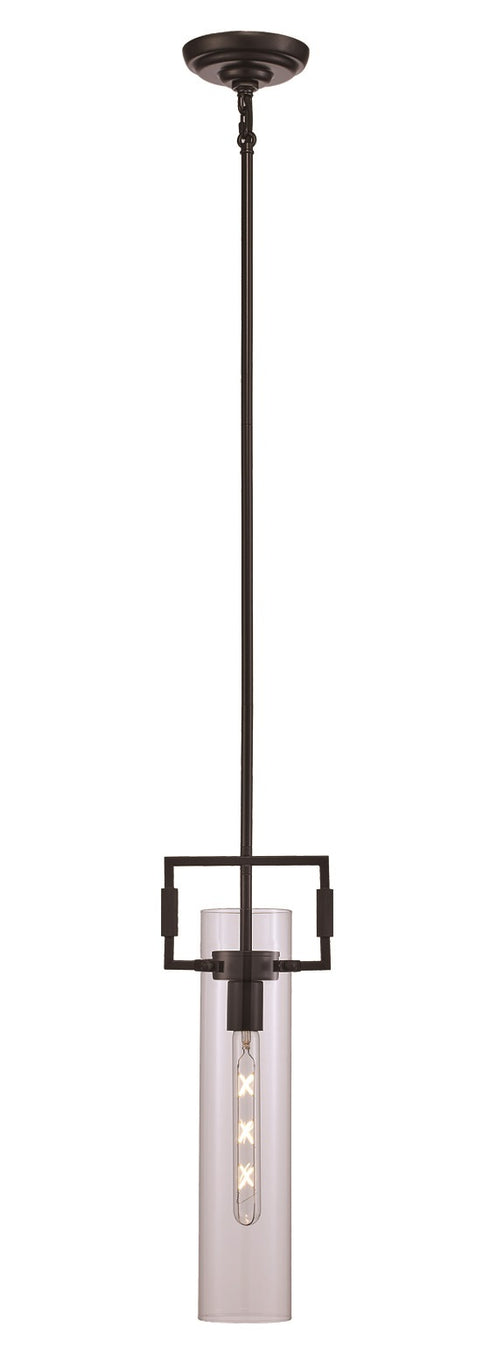 Trans Globe Mie 1 Light PENDANT TUBE CL BK in Black Finish Model: PND-2155 BK