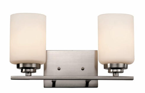 Trans Globe Mod Pod 2 Light Glass Drum Shaded Vanity Bar in Brushed Nickel Finish Model: 70522 BN