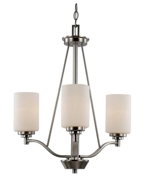 Trans Globe Mod Pod 3 Light Single Tier Glass Shaded Chandelier in Brushed Nickel Finish Model: 70525-3 BN