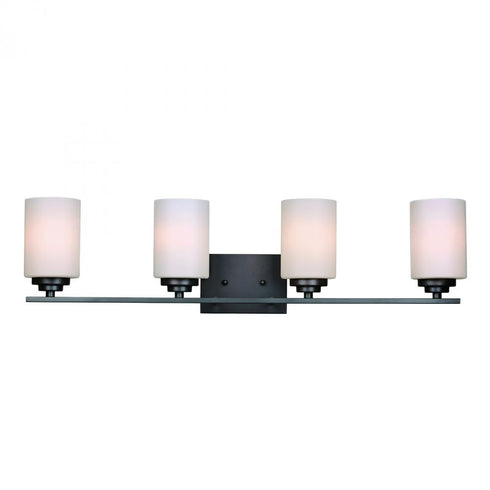 Trans Globe Mod Pod 4 Light Glass Drum Shaded Vanity Bar in Brushed Nickel Finish Model: 70524 BN