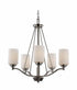 Trans Globe Mod Pod 5 Light Single Tier Glass Shaded Chandelier in Brushed Nickel Finish Model: 70525 BN
