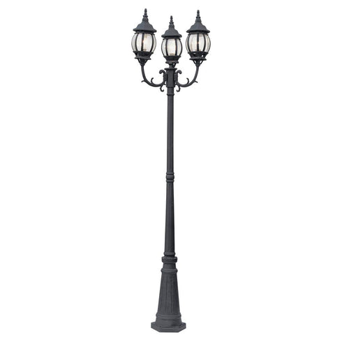 Trans Globe Parkway 3 Light POLE OUTD FRENCH LANTERN C in Black Finish Model: 4090 BK