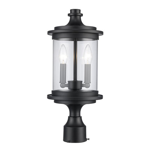 Trans Globe PathLume 2 Light Outdoor Post Mount in Black Finish Model: 51703 BK