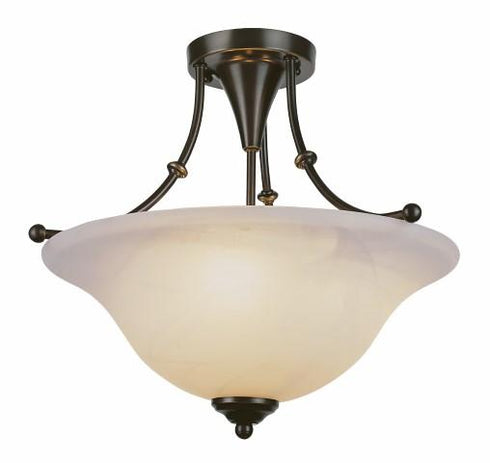 Trans Globe Perkins 3 Light Armed Semi Flush Indoor Ceiling Light with Glass Bowl Shade in Brushed Nickel Finish Model: 6540 BN